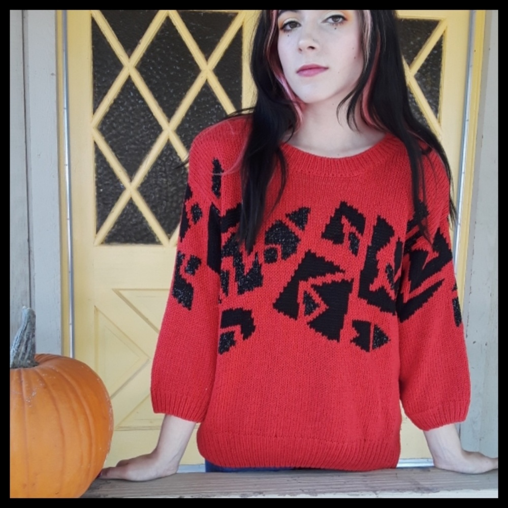 Gorgeous vtg 80s dolman sleeve sweater!